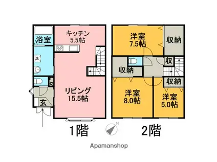 ハイツオールウェス(3LDK)の間取り写真
