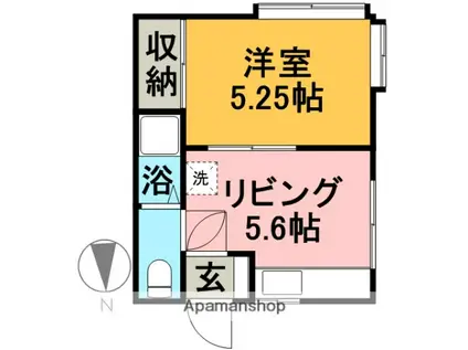 RICH Ⅳ(1DK/2階)の間取り写真