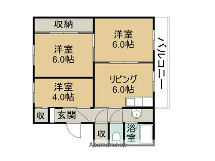 フォーシーズン滝川Ⅱ(3DK/2階)の間取り写真