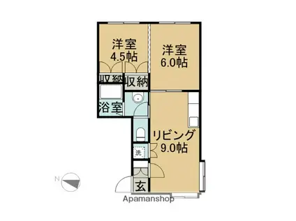 フィールエバンス(2DK/1階)の間取り写真