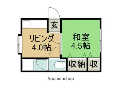 スリーウェイブ(1DK/2階)の間取り写真