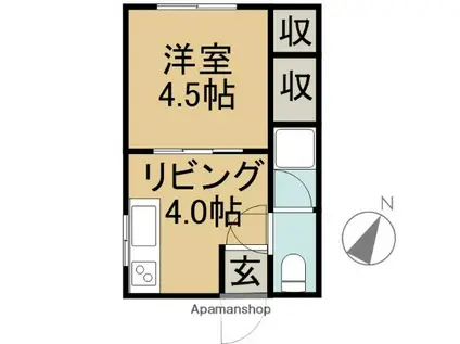 スタードウル(1DK/2階)の間取り写真