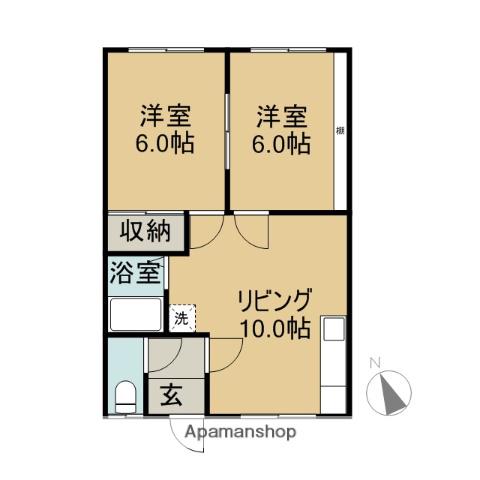 桐山マンション(2DK/2階)の間取り写真