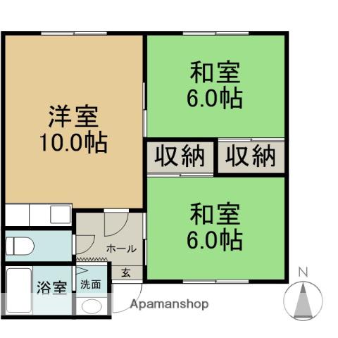 ハイツドミール(2DK/2階)の間取り写真
