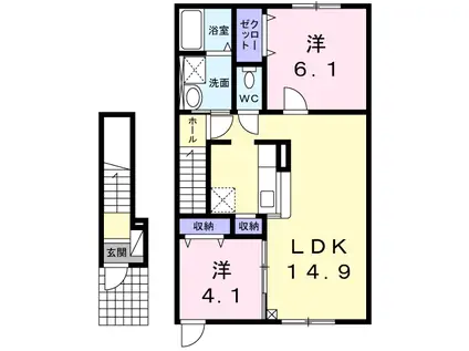 メゾン・ラフィネⅡ(2LDK/2階)の間取り写真