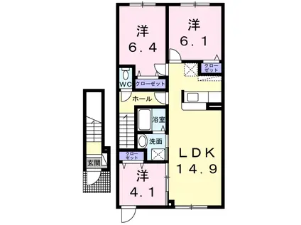 アリ・ビラⅡ(3LDK/2階)の間取り写真
