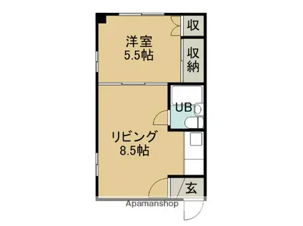 かねよし第2ビル(1DK/2階)の間取り写真