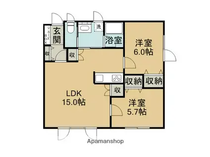 PENNY LANE(2LDK/2階)の間取り写真