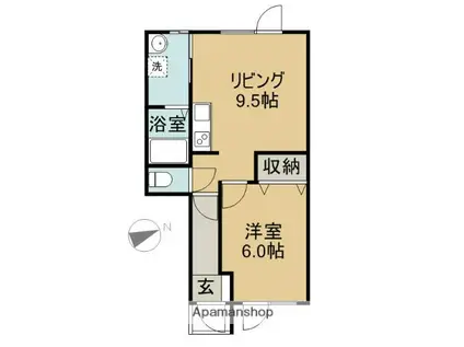 ポラリス(1DK/1階)の間取り写真