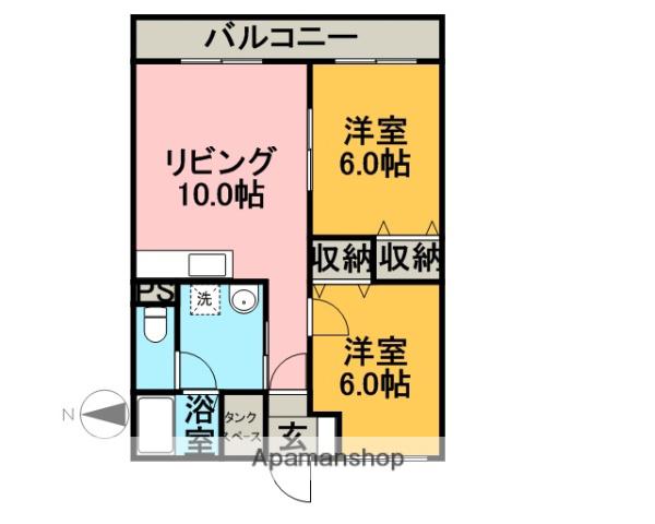 ブラン・ヴェール(2DK/1階)の間取り写真