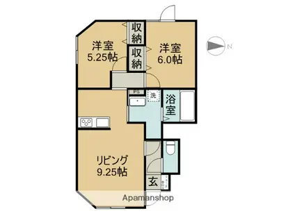 ランディアI(2LDK/1階)の間取り写真