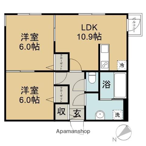 KINOSU86(2LDK/2階)の間取り写真