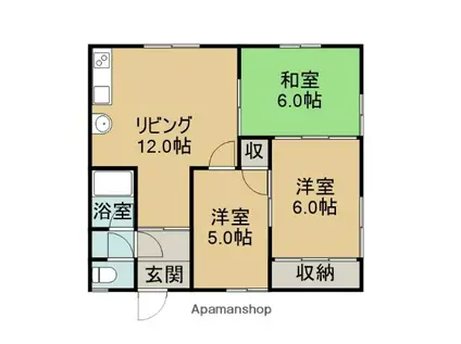 サンリバー(3DK/1階)の間取り写真