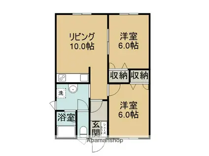 アルファイースト(2DK/2階)の間取り写真