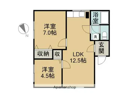 ハイツ滝川(2LDK/2階)の間取り写真
