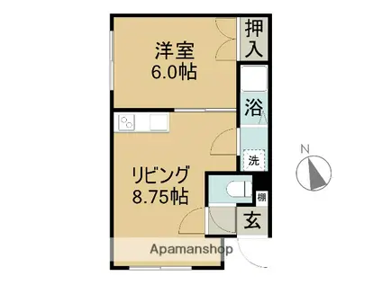 ジュネスコウチ(1DK/2階)の間取り写真