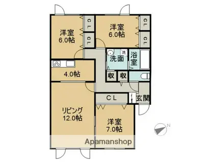 エルータ(3LDK/2階)の間取り写真