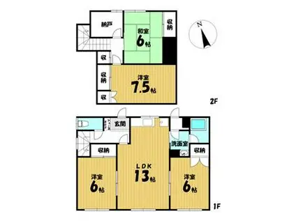 函館本線 滝川駅 バス乗車時間:38分 第二小学校バス停で下車 徒歩14分 2階建 築52年(4LDK)の間取り写真