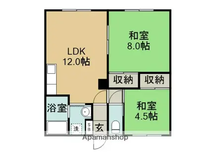 コーポスカイ(2DK/3階)の間取り写真