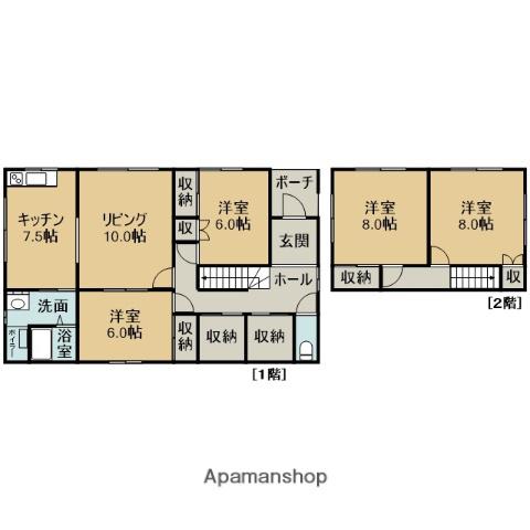 函館本線 滝川駅 バス乗車時間:12分 朝日町東1丁目バス停で下車 徒歩5分 2階建 築50年(4SLDK)の間取り写真
