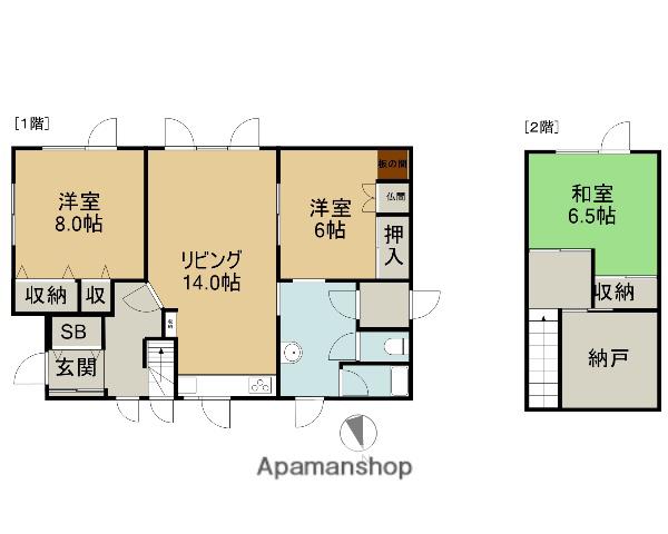 函館本線 砂川駅 徒歩56分 2階建 築26年(3LDK)の間取り写真