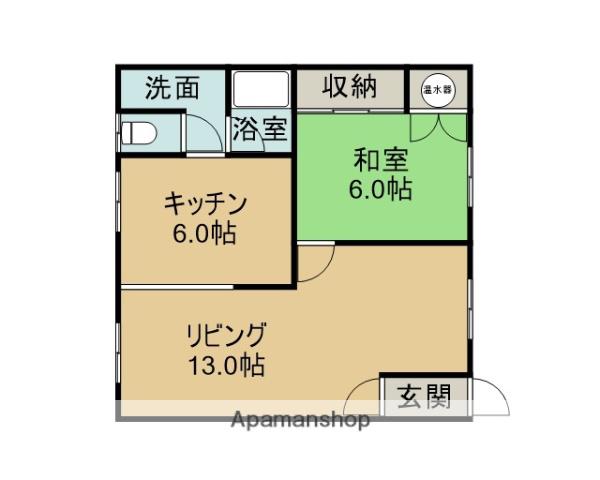 函館本線 滝川駅 バス乗車時間:15分 100年記念塔入口バス停バス停で下車 徒歩3分 2階建 築60年(1LDK)の間取り写真