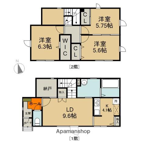 函館本線 滝川駅 徒歩30分 2階建 築2年(3SLDK)の間取り写真