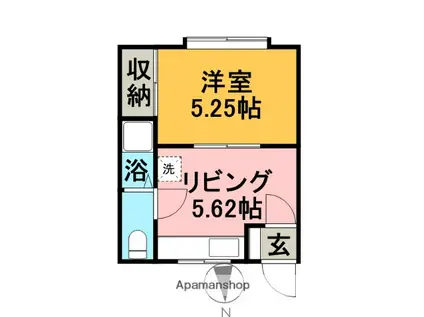 函館本線 滝川駅 バス乗車時間:16分 技術専門学院バス停で下車 徒歩3分 2階建 築34年(1DK/2階)の間取り写真