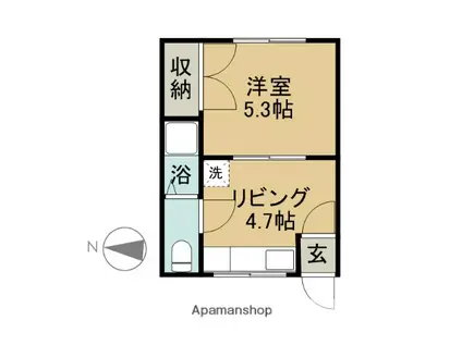 函館本線 滝川駅 バス乗車時間:16分 技術専門学院バス停で下車 徒歩3分 2階建 築38年(1DK/2階)の間取り写真
