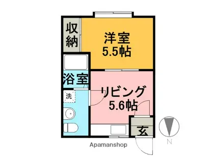 函館本線 滝川駅 バス乗車時間:15分 國學院短大バス停で下車 徒歩3分 2階建 築28年(1DK/1階)の間取り写真