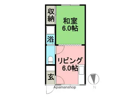 ハイツ山野(1DK/1階)の間取り写真