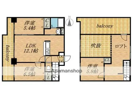 BLOCK HILLS(2SLDK/10階)の間取り写真