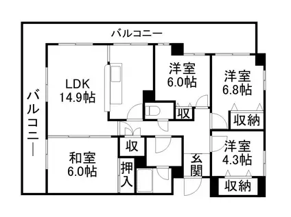 サムティレジデンス南8条(4LDK/6階)の間取り写真