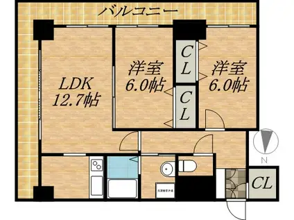 ティアラタワー中島倶楽部(2LDK/27階)の間取り写真