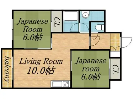 ドミ山鼻(2LDK/7階)の間取り写真