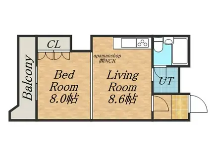 アートサイドテラス(1DK/2階)の間取り写真