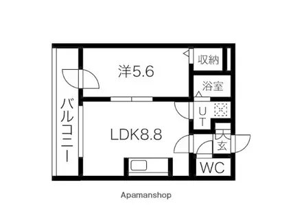 ラフィナート近代美術館(1LDK/3階)の間取り写真
