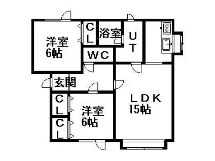真和ハイム(2LDK/2階)の間取り写真