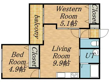 メニーズコートS25(2DK/4階)の間取り写真