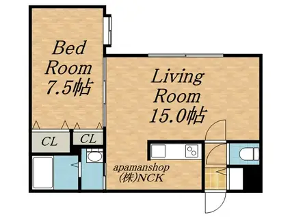 アイメゾン弐番館(1LDK/2階)の間取り写真