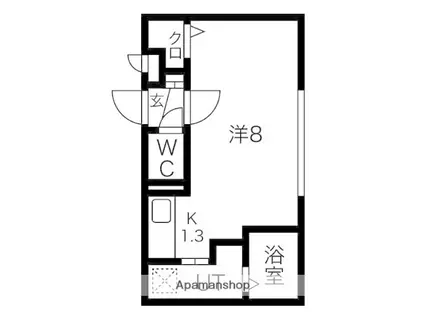 クローバー円山鳥居前(1K/1階)の間取り写真