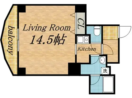 シャンドール宮の森(1K/8階)の間取り写真