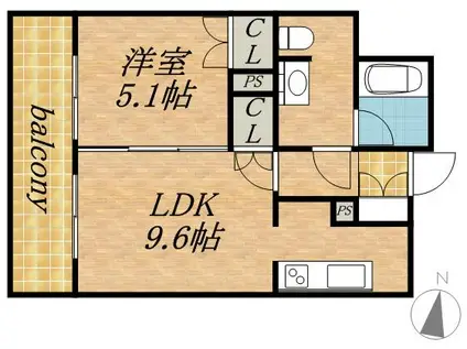 ラフィネタワー札幌南3条(1DK/19階)の間取り写真