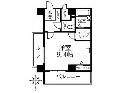 クリオ行啓通参番館(ワンルーム/2階)の間取り写真