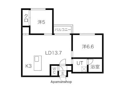 円山桜並木通ビル(2LDK/4階)の間取り写真