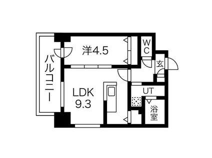 プライマル札幌桑園(1LDK/10階)の間取り写真