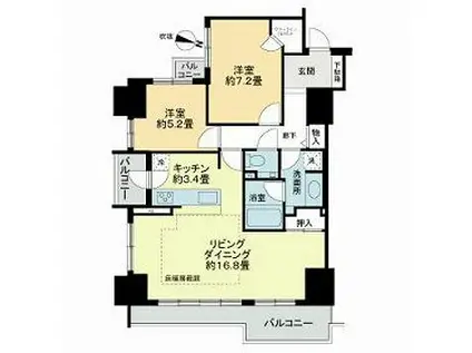 シティハウス札幌大通東(2LDK/15階)の間取り写真