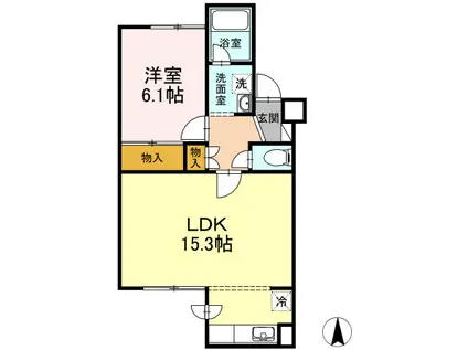 ルーエ山鼻(1LDK/3階)の間取り写真