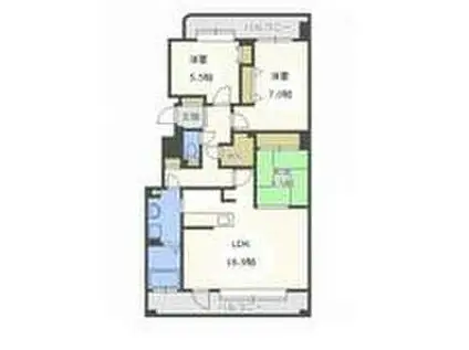 ダイアパレスガレリアシティウエストウイング(3LDK/8階)の間取り写真