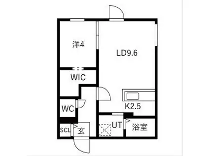 TS COURT ウエスト13読みティーエスコートウエスト1(1LDK/1階)の間取り写真